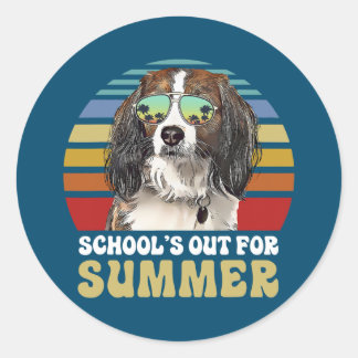 Schulen für den Sommer Nederlandse Kooikerhondje Runder Aufkleber