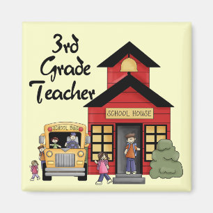 Schulen Sie Haus-3. Grad-Lehrer-T-Shirts und Magnet