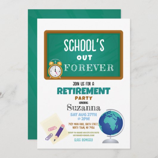 Schulen Unser Lehrer für das Party "Bewährte Alter Einladung (Vorne/Hinten)