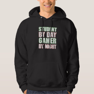 Schüler bei Tag, Gamer bei Nacht Meme für Gamer 7 Hoodie