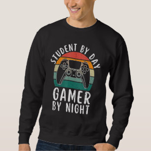 Schüler bei Tag, Gamer bei Nacht Meme für Gamers 3 Sweatshirt