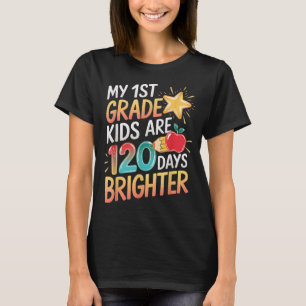 Schüler der 1. Klasse 120 Tage Schule hellere Lehr T-Shirt