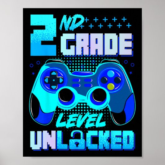 Schüler der 2. Klasse freigeschalteter Gamer-Junge Poster (Vorne)