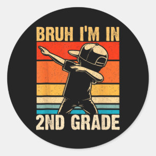 Schüler der zweiten Klasse Dabbing Junge Bruh Ich Runder Aufkleber