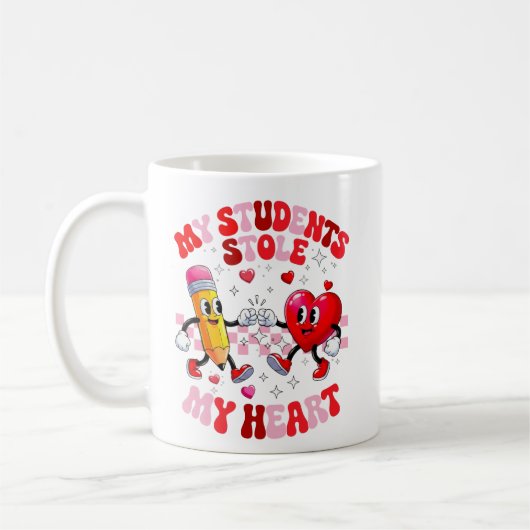 Schüler gestohlen, Herz groovy Valentinstag Lehrer Kaffeetasse (Links)