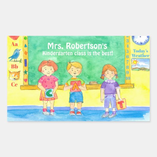Schüler/innen des Kindergarten Individuelle Name Rechteckiger Aufkleber (Vorderseite)