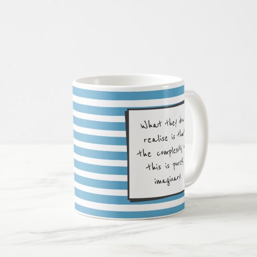 Schüler kämpfen mit komplexen Anzahl blauer Streif Kaffeetasse (VorderseiteRechts)