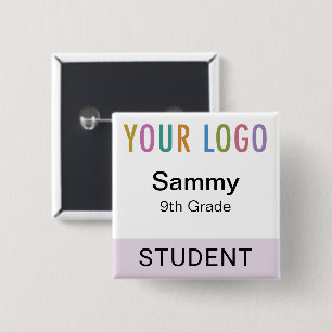 Schüler Namensschild Button Schul-Logo Lila Violet