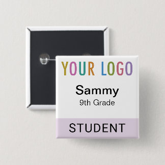 Schüler Namensschild Button Schul-Logo Lila Violet
