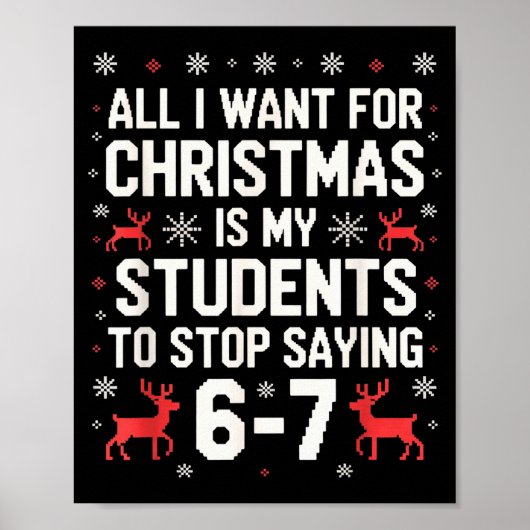 Schüler sagen 6-7 67 Sechs Sieben Lustiger Lehrer Poster (Vorne)