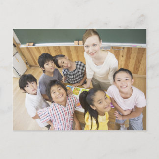 Schüler und Lehrer Postkarte