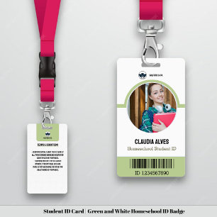 Schülerausweis   Grüne und Weiße Homeschool-ID Ausweis