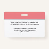 Schülerschule mit Ausweis für Kinder (Rückseite)