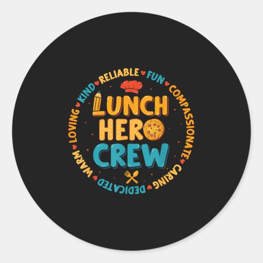 Schulessen Held Squad Funny Cafeteria Workeria Cr Runder Aufkleber (Vorderseite)