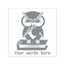 Schuleule grau hinzufügen Worte Briefmarke Permastempel