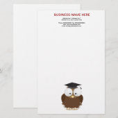 Schuleule mit Mörserbrettbriefpapier Briefpapier (Vorne/Hinten)
