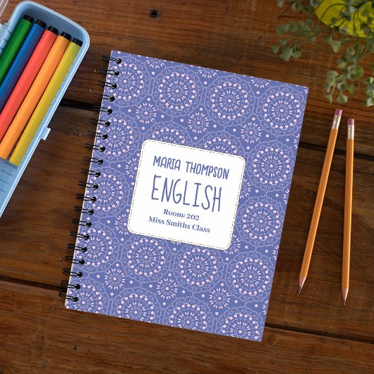 Schulfach Personalisiert Lila und rosa Notizblock