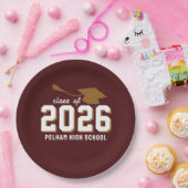 Schulfarben Abschluss MAROON ANPASSBAR Pappteller (Party)