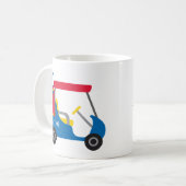 Schulfarben - Blue, Crimson & Yellow Golf Cart Kaffeetasse (Vorderseite Links)