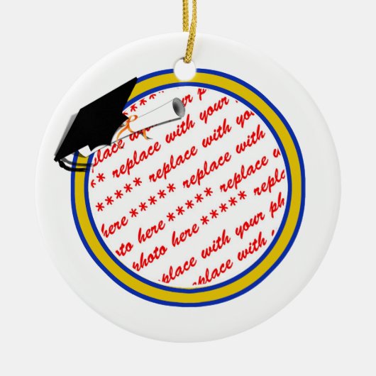 Schulfarben Blue & Gold Abschluss Keramik Ornament (Vorne)