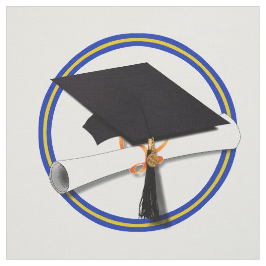Schulfarben Blue & Gold Grad Cap mit Diplom Stoff (Muster)