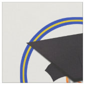Schulfarben Blue & Gold Grad Cap mit Diplom Stoff (Nahaufnahme)