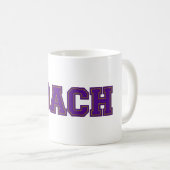 Schulfarben COACH-Tasse, Lila-Gold Kaffeetasse (VorderseiteRechts)