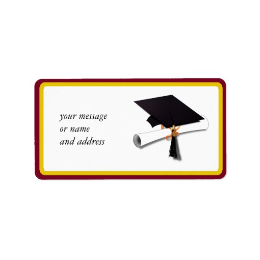 Schulfarben Gold und Rot für den Absolvent Adressaufkleber (Vorne)