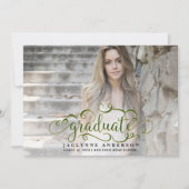 Schulfarben Green Gold Foto Abschluss Ankündigung (Vorderseite)