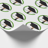 Schulfarben Green & Gold Grad Cap mit Diplom Geschenkpapier (Ecke)