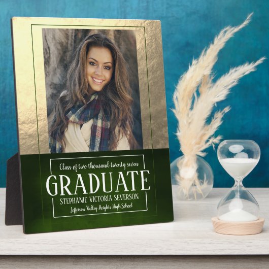 Schulfarben Grün und Gold - Foto bewahren Fotoplatte (Seite)