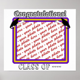 Schulfarben Lila- und Gold-Abschluss-Rahmen Poster