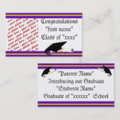 Schulfarben Lila- und Gold-Abschluss-Rahmen Telefonnummerkarte (Vorne/Hinten)