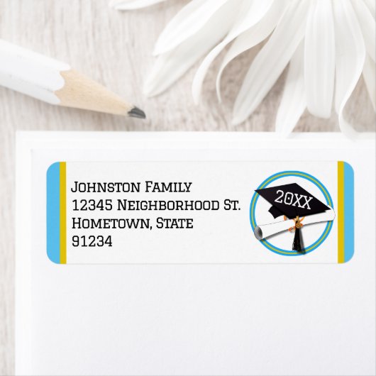 Schulfarben Lt Blue und Gold Abschluss (Insitu)