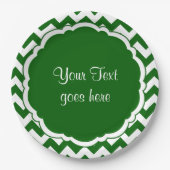 Schulfarben-Monogramm Zickzack grün-weiß Pappteller (Vorderseite)