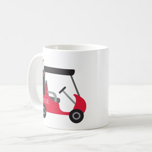 Schulfarben - Red & Black Golf Cart Kaffeetasse (Vorderseite Links)
