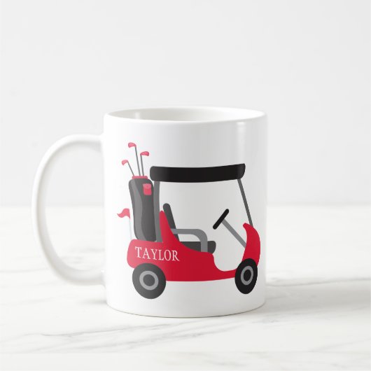 Schulfarben - Red & Black Golf Cart Kaffeetasse (Links)