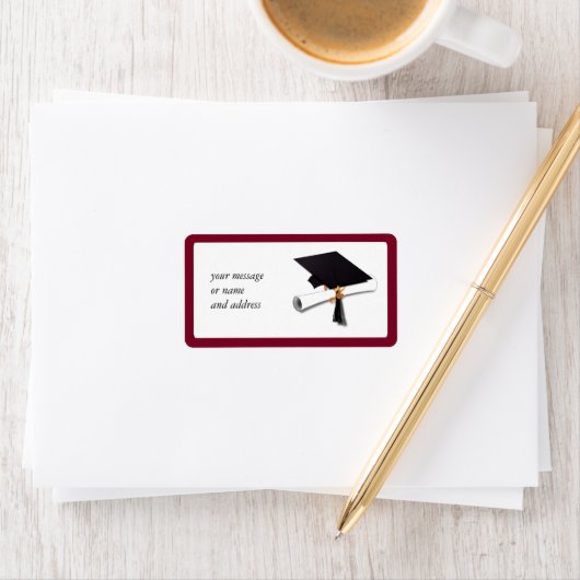 Schulfarben rot für den Absolventen Adressaufkleber (Insitu)