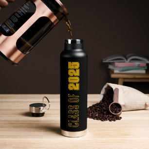 Schulfarben Schwarz und Gold Abschlussjahr Trinkflasche