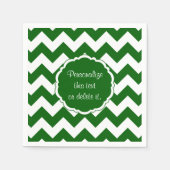 Schulfarben Zickzack, grün und weiß Serviette (Vorderseite)