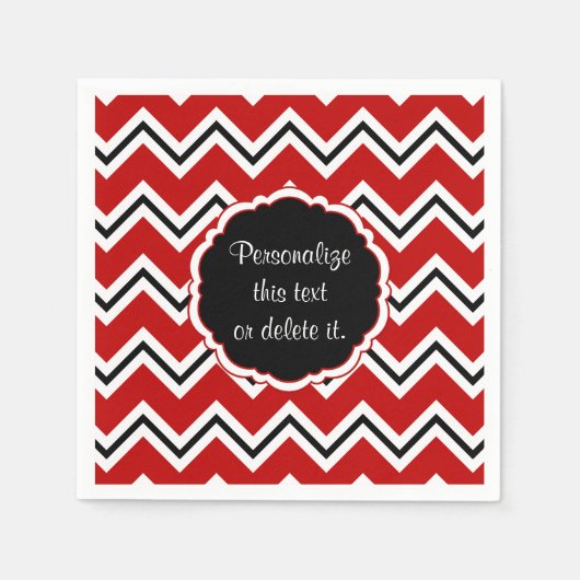 Schulfarben Zickzack, rot, weiß und schwarz Serviette (Vorderseite)