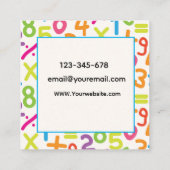 Schulfarbenwerte Zahlen Math Lehrer Quadratische Visitenkarte (Rückseite)