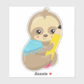 Schulfaultier, Niedliches Faultier, Babyschläger, Aufkleber (Blatt)