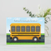 Schulfreunde Personalisierter Schulbus 6 Fotos Dankeskarte (Stehend Vorderseite)
