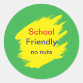 Schulfreundlich No Nuts Allergikerfrei Runder Aufkleber (Vorderseite)