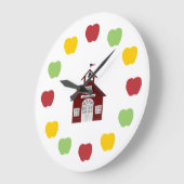 Schulgebäude und Äpfel Große Wanduhr (Winkel)