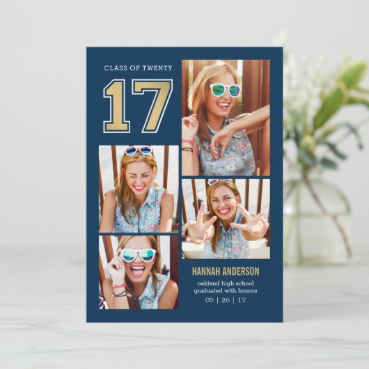 Schulgeist EDITABLE FARBEN Abschluss Einladung (Stehend Vorderseite)