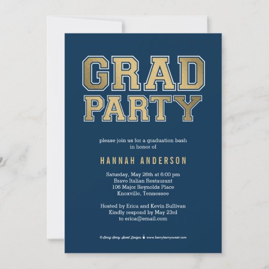 Schulgeist EDITABLE FARBEN Abschluss Einladung (Rückseite)