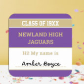 Schulgeist! Wiedersehen name-Tag der benutzerdefin Quadratischer Aufkleber