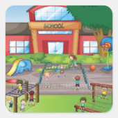 Schulgelände Quadratischer Aufkleber (Vorderseite)